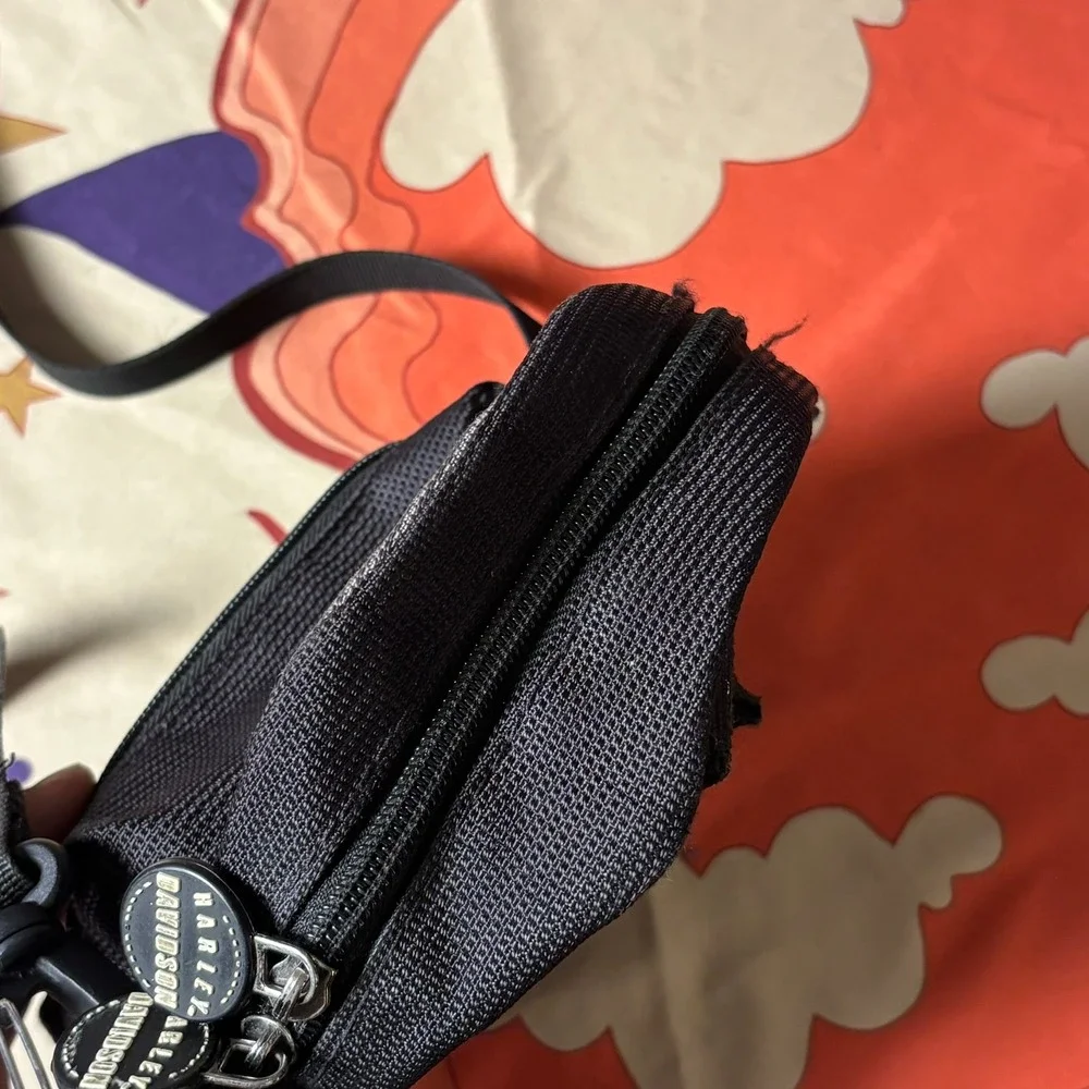 Harley Davidson Crossbody Bag Black Grey Biker Utility Small Motorcycle Logo Zip